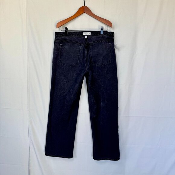 Abercrombie & Fitch Curve Love Baggy Low Rise Black Denim Straight Leg Jeans - Picture 10 of 12